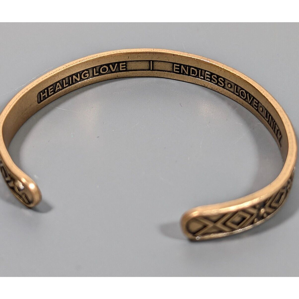Alex and Ani Healing Love Gold Tone Crystal Cuff Bracelet 6.5 inch - Picture 6 of 8